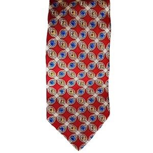 Canali Silk Tie Red Blue and Gold Pattern